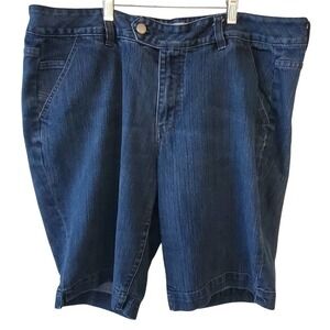 Lane Bryant Womens Denim Bermuda Shorts Plus Size Casual Dark‎ Wash Relaxed Fit